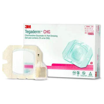 3M Tegaderm CHG Chlorhexixdine I.V. Port Dressing Kit 12 x 12cm - Box of 25