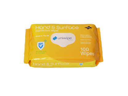 Uniwipe - Hand and Surface disinfectant wipes (Pack of 100) - Case of 20 Packs