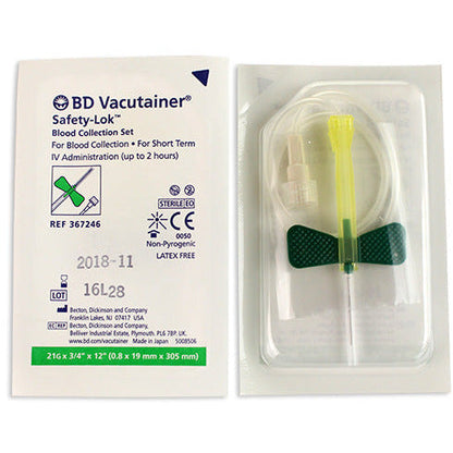 BD Safety-Lok Blood Set 21g x 0.75 x 50 W/out Luer Adaptor 12 Tubing - Single