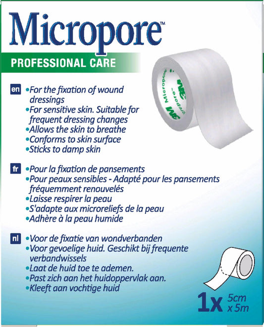 3M™ Micropore™ Medical Tape 1530P-1S, 50 mm x 5 m - Box of 6