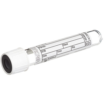 VACUETTE® TUBE 3 ml Z No Additive - 13x75 white cap-black ring, non-ridged - CLEARANCE DUE TO SHORT EXPIRY DATE