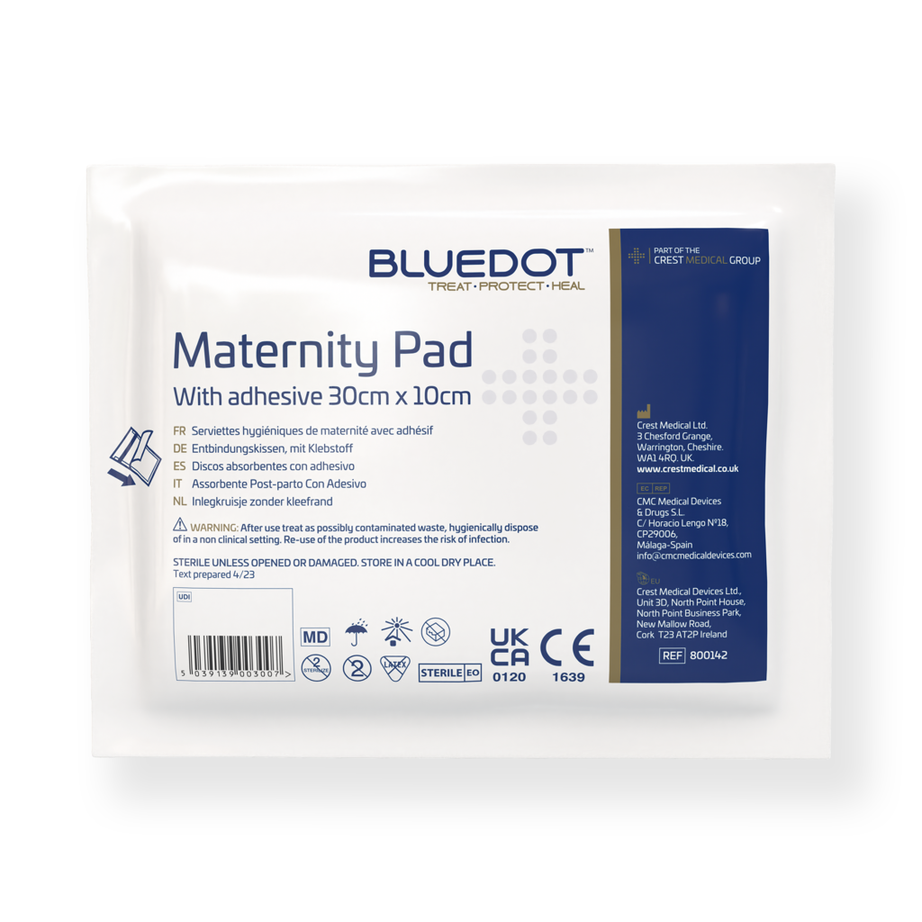 Sterile Maternity Pad with Adhesive - 30cm x 10cm - Case of 100