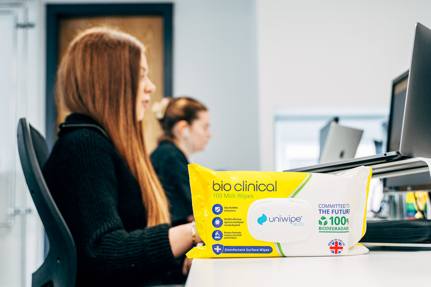 Uniwipe - Bioclinical Disinfectant Surface Wipes 100% Biodegradable Wipes (Pack of 100) - Case of 15 Packs