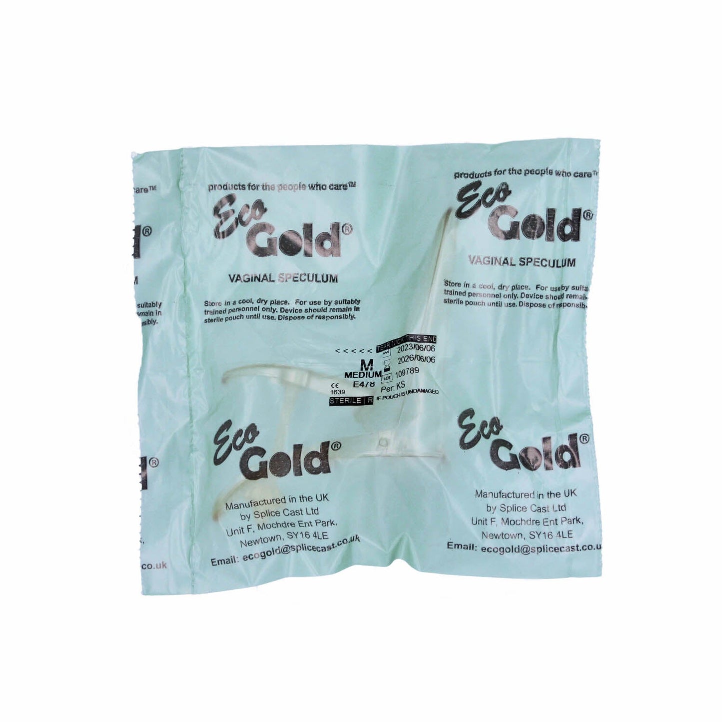 EcoGold Speculum Medium (Sterile) With Lock - Green x 25