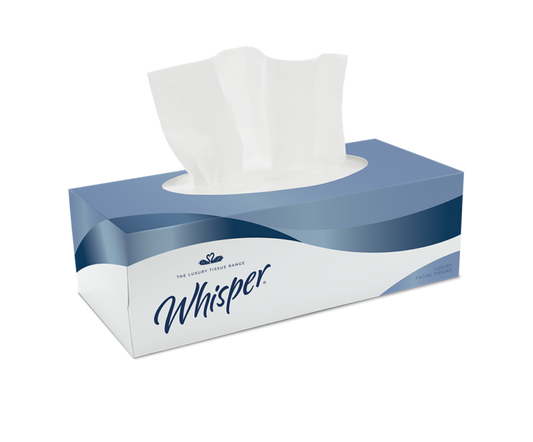 Whisper White Facial Tissues - 2ply - 100 sheets - Case of 36