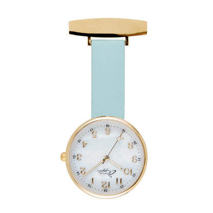 Annie Apple Nurses Fob Watch - Venus - Gold Mesh - Blue Leather - 35mm