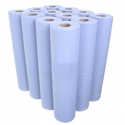 Essentials Blue Couch Roll 20" - 2ply - 40m x 500mm - Case of 12 - CLEARANCE