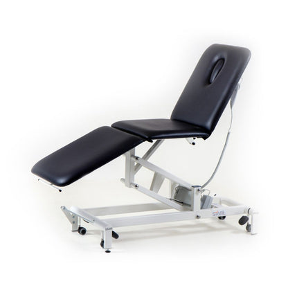 Stabil Komfort 3-Section Hydraulic Plinth - White Frame - Navy Blue Upholstery