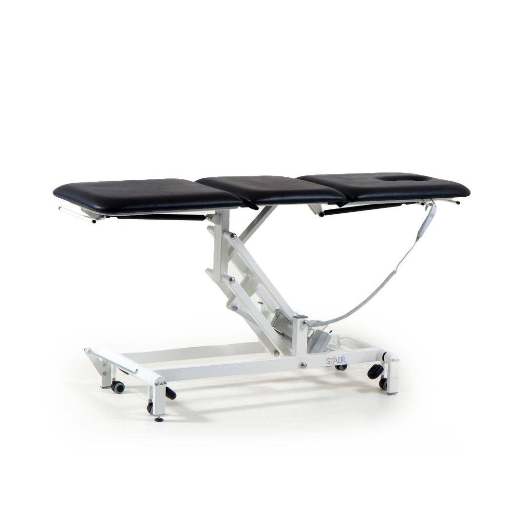 Stabil Komfort 3-Section Hydraulic Plinth - White Frame - Navy Blue Upholstery