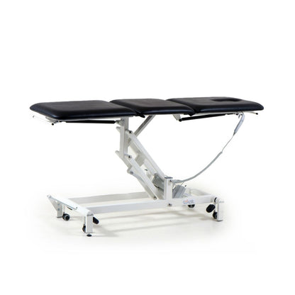 Stabil Komfort 3-Section Hydraulic Plinth - White Frame - Navy Blue Upholstery