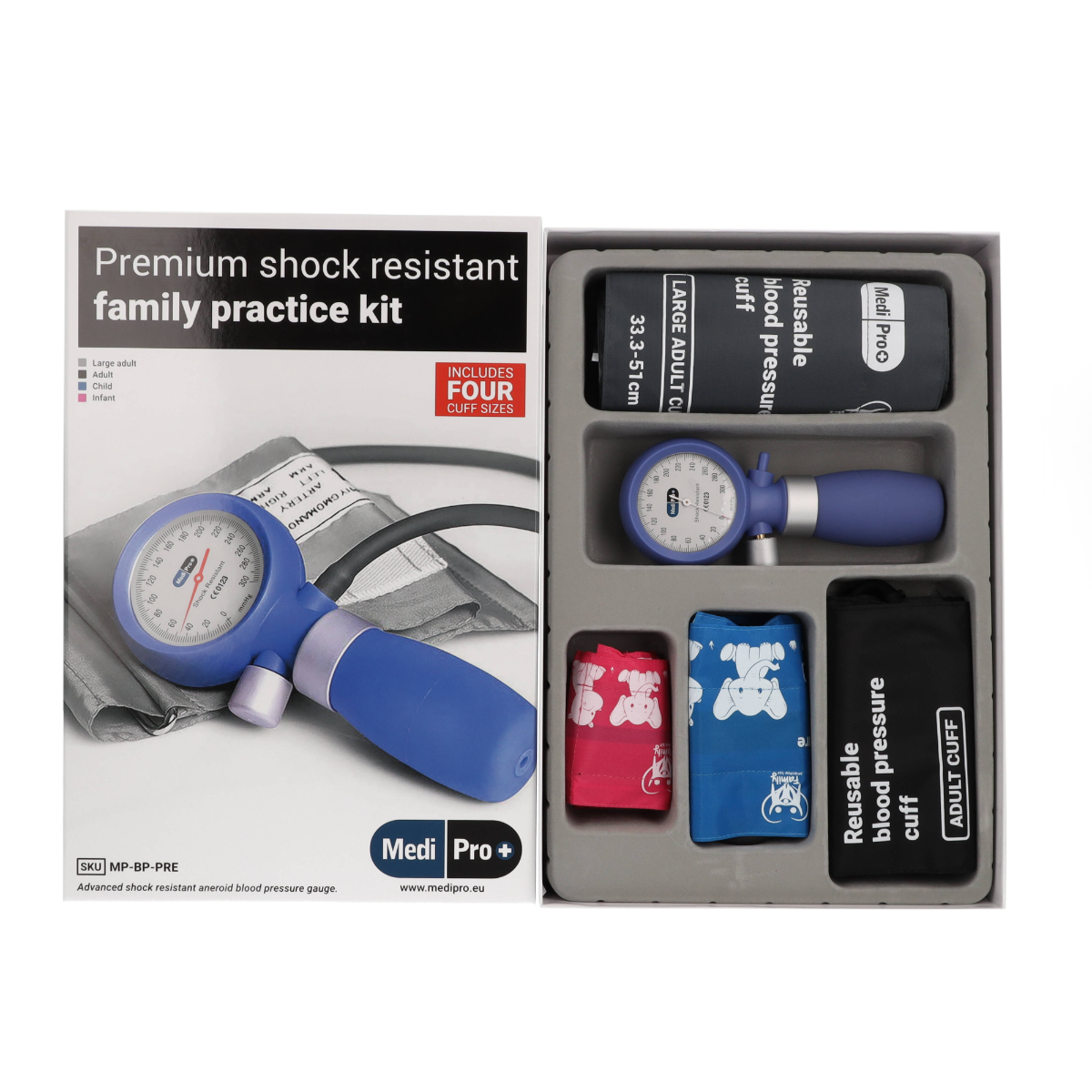 Aneroid Sphygmomanometer With Adult & Child Cuffs - Over Engraved