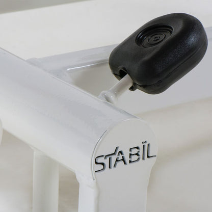 Stabil Komfort 3-Section Hydraulic Plinth - White Frame - Navy Blue Upholstery