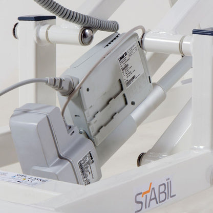 Stabil Komfort 3-Section Hydraulic Plinth - White Frame - Navy Blue Upholstery