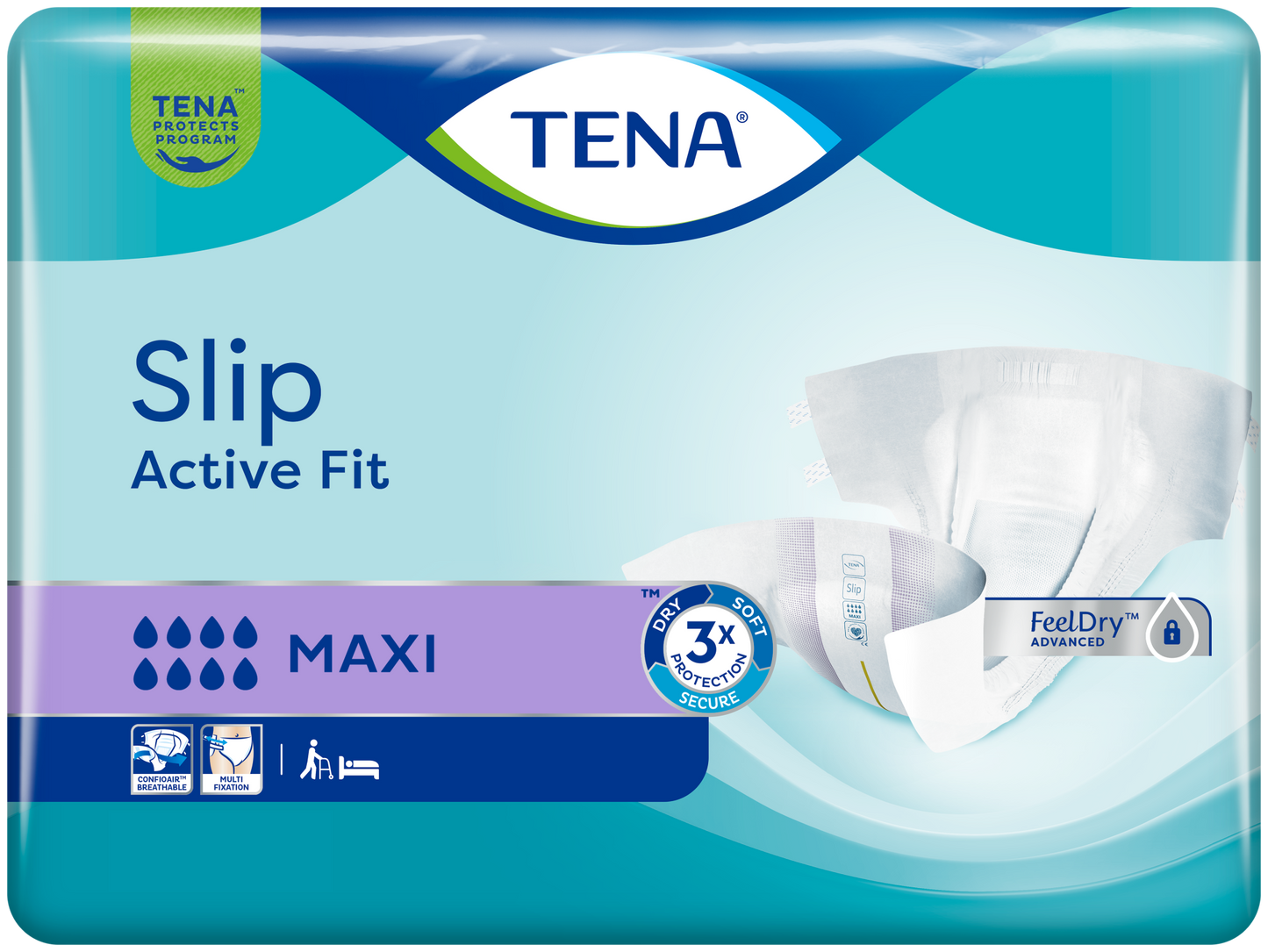 TENA Slip Active Fit Maxi (PE Backed) - Medium - Pack of 24